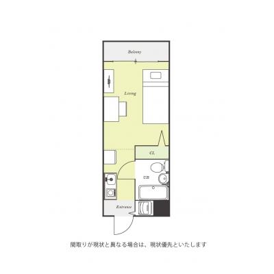 ユニオンマンスリー船橋法典２　A203　1R・シングル☆◆インターネット固定回線（有線・Wi-Fi）無料の部屋◆テレワークや勉強におすすめデスク・チェア＆室内洗濯機の間取り図