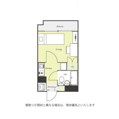 ユニオンマンスリー行徳２　205　1K・セミシングル☆デスク・チェア完備＆２ドア冷蔵庫や室内洗濯機など生活家電のあるお部屋/東京メトロ東西線沿線、浦安駅や早稲田駅への間取り図