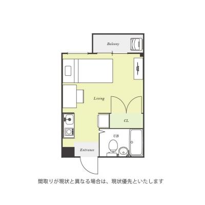 ユニオンマンスリー日野２　208　1R・シングル☆デスク・チェア＆たっぷり収納2ドア冷蔵庫や洗濯機など生活家電完備/JR中央線沿線、立川駅へ1駅＆中野駅や新宿駅へ乗の間取り図