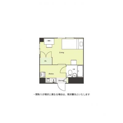 ユニオンマンスリー日進１　203　1K・シングル☆人気の角部屋♪室内洗濯機や２ドア冷蔵庫など生活家電のあるお部屋/JR埼京線＆JR川越線沿線、大宮駅まで1駅＆池袋駅の間取り図