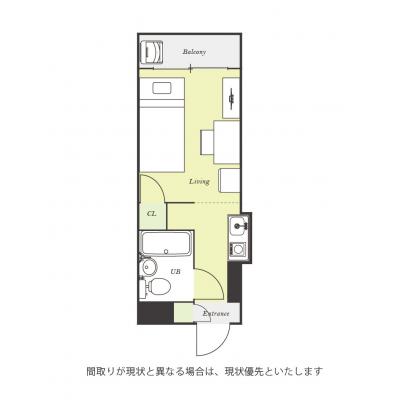 ●2026年4月18日から入居可●ユニオンマンスリー朝霞４　402　1R・シングル☆◆インターネット固定回線（有線・Wi-Fi）無料の部屋◆東洋大学まで徒歩で通学/駅ビル「EQUiA朝霞」には飲食店の間取り図