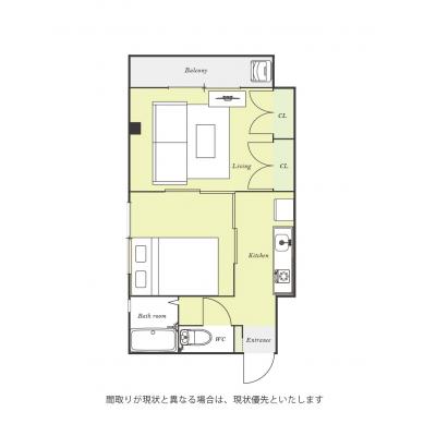 ●2026年5月3日から入居可●ユニオンマンスリー南鳩ヶ谷１　105　2K・ダブル☆人気の角部屋＆バストイレ別♪ソファ・ローテーブル完備＆洗濯機や冷蔵庫など生活家電のある広々33㎡のお部屋/後楽園の間取り図