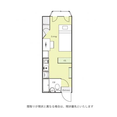 ユニオンマンスリー坂戸駅前１　103　1R・シングル☆デスク・チェア完備♪安心のモニター付きインターフォン＆室内洗濯機があるお部屋/朝霞台駅や池袋駅へ乗換なし/コンビの間取り図