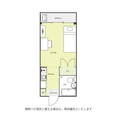 ユニオンマンスリー八王子長沼２　105　1R・シングル☆人気の角部屋♪デスク・チェア完備＆冷蔵庫や洗濯機など生活家電のあるお部屋/北野駅まで1駅＆聖蹟桜ヶ丘駅や府中駅の間取り図
