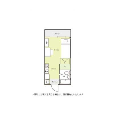 ユニオンマンスリー百草園１　111　1R・シングル☆セキュリティ面も安心のモニター付きインターホン完備！京王線　百草園駅　徒歩9分。百草駅駅前付近には0時まで営業のスーパー「FUJI　百草園の間取り図