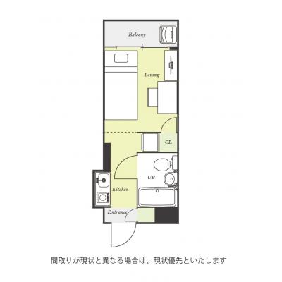 ユニオンマンスリー西川口４　109　1R・シングル☆人気の角部屋♪デスク・チェア完備＆冷蔵庫や洗濯機など生活家電のあるお部屋/川口総合病院まで徒歩約8分＆駅前には24の間取り図