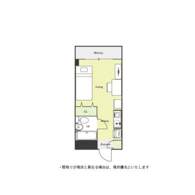 ユニオンマンスリー百合ヶ丘３　411　1R・シングル☆【禁煙ルーム】デスク・チェア完備！室内洗濯機など生活家電のあるお部屋/小田急小田原線利用で成城学園前駅や玉川学の間取り図