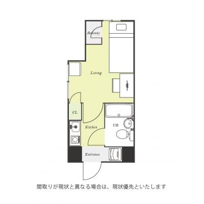 ユニオンマンスリー阪東橋３　201　1K・シングル☆【禁煙ルーム】人気の角部屋！安心の建物AL＆室内洗濯機完の間取り図
