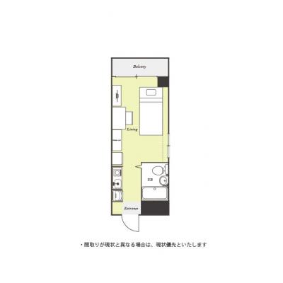 ユニオンマンスリー百合ヶ丘２　317　1R・シングル☆【禁煙ルーム】人気の角部屋物件！新百合ヶ丘駅と読売ランド前駅へ1駅＆登戸駅や成城学園前駅へ乗換なし/建物前にはの間取り図