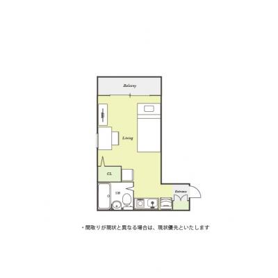 ユニオンマンスリー大宮８　205　1R・シングル☆【禁煙ルーム】人気の角部屋＆セキュリティ面も安心のモニター付きインターホン完備！休日はNACK5スタジアム大宮や大宮の間取り図