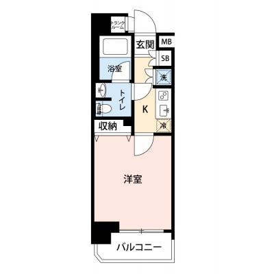 【🎉初期費用オフ｜お得なキャンペーン】【禁煙🚭/Wi-Fi無料🌐】マイナビSTAY築地駅南 404｜聖路加国際病院周辺の間取り図