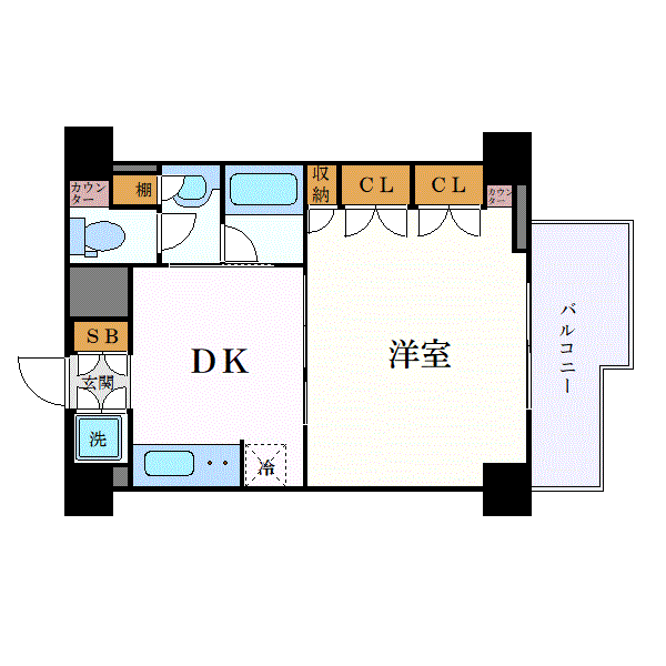 グッドステイ京急本線六郷土手駅前ルーブル弐番館■『禁煙ルーム・1DK・35平米・独立洗面・浴室乾燥付』【ハイクラス】の間取り図