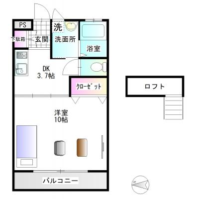 グランマンスリー伊勢崎山王町【風呂・トイレ別♪】の間取り図