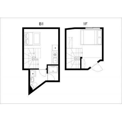 綺麗なメゾネット物件♪／駅から徒歩すぐ！／オシャレなデザイナーズ／家具家電・備品完備／belle　ville　神楽坂104の間取り図