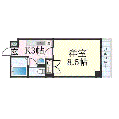 マンスリーリブマックス岐阜駅東フィオーレ★【オートロック・独立洗面台・バス・トイレ別】≪スタンダードシリーズ≫の間取り図