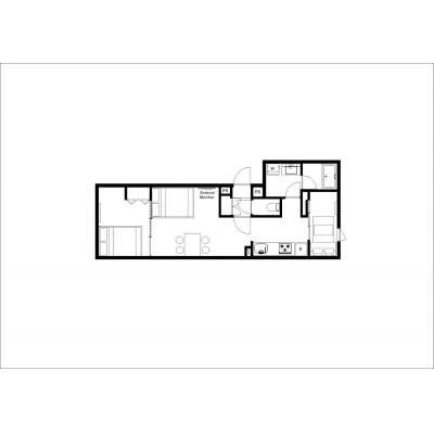 明るい5人収容のお部屋/お洒落なアート＆家具家電が完備/ウェルスクエアイズム方南町　103の間取り図