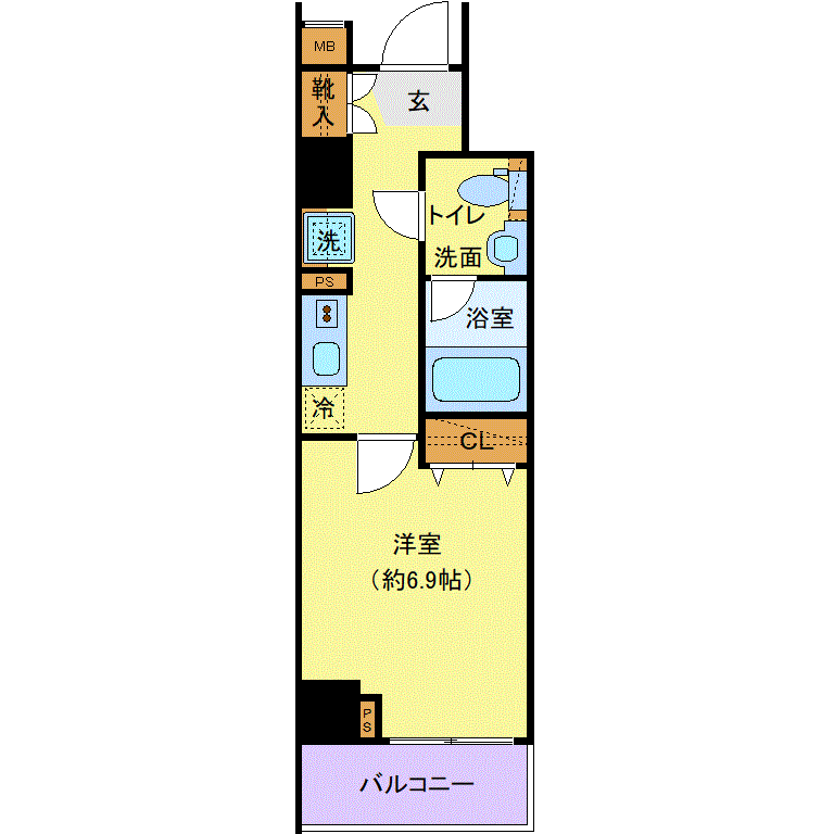 グッドステイ新宿下落合駅前リバーサイド■『禁煙ルーム・25平米・駅3分・独立洗面・浴室乾燥付』【ハイクラス】の間取り図