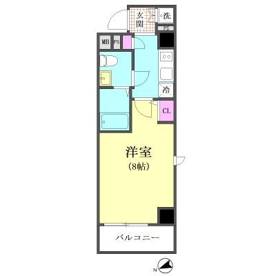 シティマンスリー　レジデンスイースト大森　3-Ctype　禁煙【光インターネット（WIFI）無料】【25㎡以上】【無料駐輪場】【オートロック】の間取り図