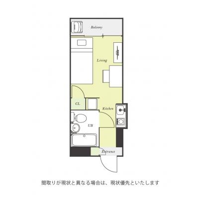 ユニオンマンスリー相模原１　104　1R・シングル☆【禁煙ルーム】デスク・チェア＆洗濯機や掃除機など生活家電のあるお部屋/JR横浜線利用で矢部駅まで1駅＆淵野辺の間取り図