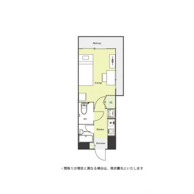 ●2026年4月8日から入居可●ユニオンマンスリー春日部１　704　1K・シングル☆【禁煙ルーム】人気の角部屋＆2面採光！バストイレ別＆温水洗浄便座完備♪デスク・チェアのあるお部屋/東武野田線の間取り図