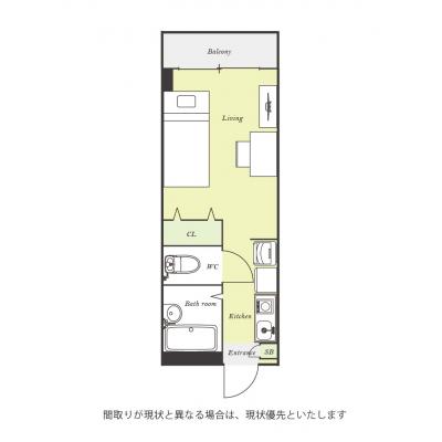 ユニオンマンスリー船橋６　403　1R・シングル☆【禁煙ルーム】人気のバストイレ別＆安心の建物ALあり♪JR中央線利用で幕張駅や秋葉原駅まで乗換なし/駅近くにはの間取り図