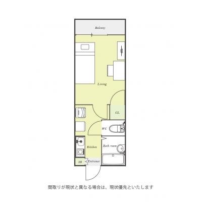 ユニオンマンスリー千葉穴川１　202　1R・シングル☆【禁煙ルーム】◆インターネット固定回線（有線・Wi-Fi）無料の部屋◆バストイレ別！の間取り図