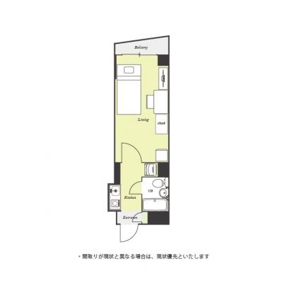 ユニオンマンスリー武蔵新城駅前１　108　1K・シングル☆【禁煙ルーム】武蔵新城駅まで徒歩約2分の駅近物件！セキュリティ面も安心のモニター付きインターホン完備。の間取り図