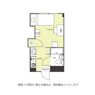 ユニオンマンスリー船堀１　203　1R・シングル☆【禁煙ルーム】室内洗濯機や冷蔵庫など生活家電完備/駅近くには24時間スーパーマーケットの間取り図