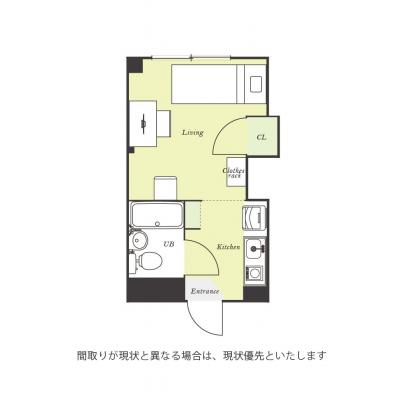 ユニオンマンスリー船堀１　205　1R・セミシングル☆【禁煙ルーム】人気の角部屋♪デスク・チェア完備/駅近くには24時間スーパーマーケットの間取り図
