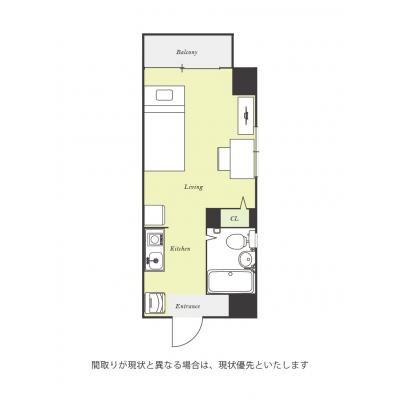 ユニオンマンスリー千葉駅３　206　1R・シングル☆【禁煙ルーム】◆インターネット固定回線（有線・Wi-Fi）無料の部屋◆人気の角部屋＆2面採光♪女性も安心のモの間取り図