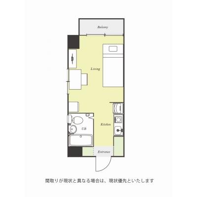 ユニオンマンスリー千葉駅３　207　1R・シングル☆【禁煙ルーム】◆インターネット固定回線（有線・Wi-Fi）無料の部屋◆人気の角部屋＆2面採光♪女性も安心のモの間取り図