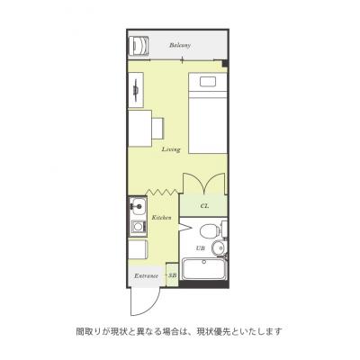 ユニオンマンスリー橋本７　307　1R・シングル☆【禁煙ルーム】テレワークや勉強におすすめデスク・チェア完備＆冷蔵庫など生活家電のあるお部屋/橋本駅から多摩美術の間取り図