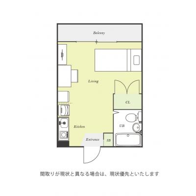 ユニオンマンスリー天王台１　206　1R・シングル☆【禁煙ルーム】室内洗濯機や2ドア冷蔵庫など生活家電完備♪デスク・チェアのあるお部屋/JR成田線利用で成田駅やの間取り図
