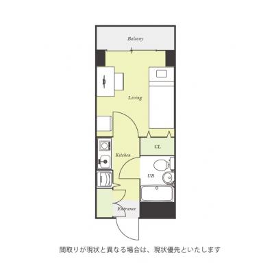 ユニオンマンスリー東船橋２　205　1K・セミシングル☆◆インターネット固定回線（有線）無料の部屋◆安心の建物ALとモニター付きインターフォン＆室内洗濯機完備/の間取り図