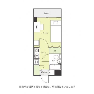 ユニオンマンスリー東船橋２　406　1K・シングル☆◆インターネット固定回線（有線）無料の部屋◆安心の建物ALとモニター付きインターフォン＆室内洗濯機完備/JRの間取り図
