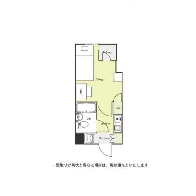 ユニオンマンスリー阪東橋３　205　1K・シングル☆【禁煙ルーム】デスク＆チェア・2ドア冷蔵庫などの家具家電付き♪セキュリティ面も安心の建物AL有り。横浜市立大の間取り図
