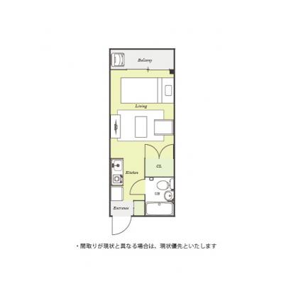 ユニオンマンスリー稲城フェリーチェ１　111　1R・シングル☆【禁煙ルーム】冷蔵庫や電子レンジなど生活家電完備♪ローテーブル・ソファのあるお部屋/京王相模原線利の間取り図