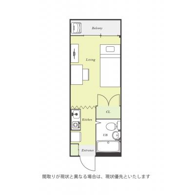 ユニオンマンスリー稲城５　204　1R・シングル☆【禁煙ルーム】デスク・チェア＆冷蔵庫や電子レンジなど生活家電完備/都営新宿線の直通運転利用の間取り図