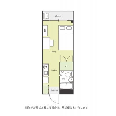 ユニオンマンスリー稲城４　106　1R・セミダブル☆【禁煙ルーム】デスク・チェアのあるお部屋！冷蔵庫や電子レンジなど生活家電完備/京王相模原線利用で橋本駅や笹塚の間取り図