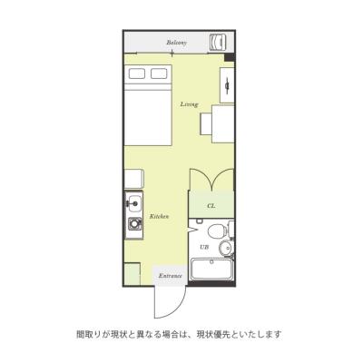 ●2026年4月18日から入居可●ユニオンマンスリー京王稲田堤セレーノ１　119　1R・セミダブル☆【禁煙ルーム】冷蔵庫や電子レンジなど生活家電完備♪デスク・チェアのあるお部屋/京王相模原線特急の間取り図