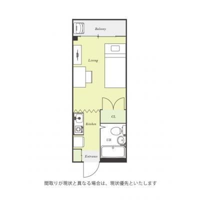 ユニオンマンスリー京王堀之内３　301　1R・シングル☆◆インターネット固定回線（有線）無料の部屋◆【禁煙ルーム】人気の角部屋♪テレワークや勉強にの間取り図