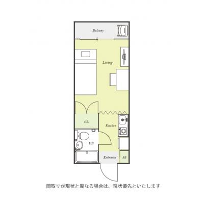 ユニオンマンスリー京王稲田堤２　102　1R・シングル☆【禁煙ルーム】デスク・チェアのあるお部屋♪洗濯機や掃除機など生活家電完備/都営新宿線直通運の間取り図