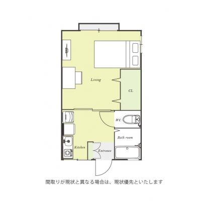 ユニオンマンスリー東千葉２　101　1K・セミダブル☆【禁煙ルーム】人気の角部屋＆バストイレ別♪室内洗濯機や冷蔵庫など生活家電完備！の間取り図