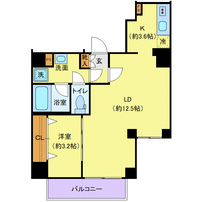 マンスリーリブマックス東西線南砂町ディアレイシャス▲『禁煙ルーム・1LDK・45平米』【Wi-Fi無制限・独立洗面・浴室乾燥付】≪プレミアムシリーズ≫の間取り図