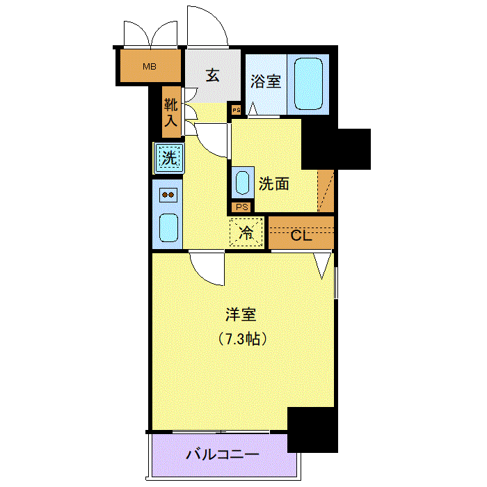 グッドステイ上野入谷NORTH■『禁煙ルーム・25平米・独立洗面・浴室乾燥付』【ハイクラス】の間取り図