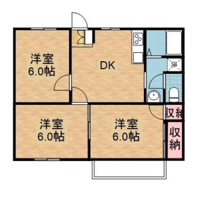 ニューシティ大瀧（3DK）の間取り図