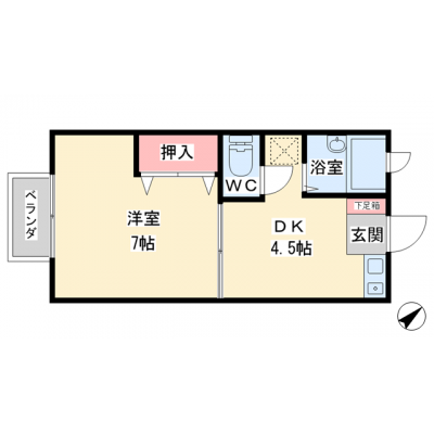 アパマートマンスリー富山市 呉羽駅 Wi-Fi無料 1DK (kabe)の間取り図