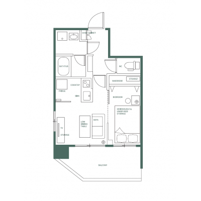 WeavePlace-両国 1DK(30.73㎡)【新築】最上階の間取り図