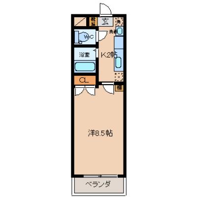 アパマートマンスリー富山市 住吉町 Wi-Fi無料 1K (bd)の間取り図