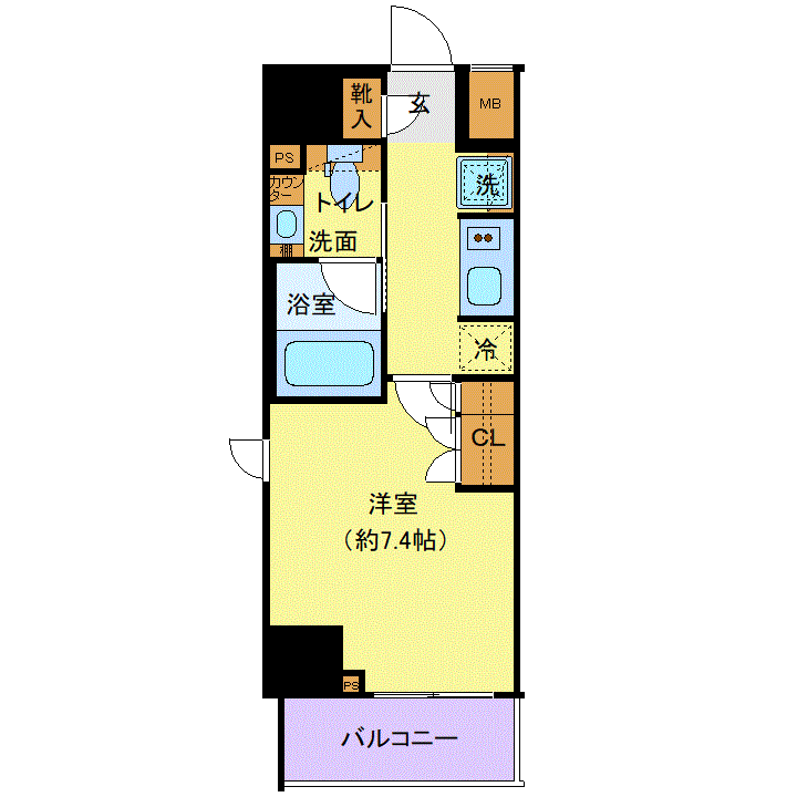 マンスリーリブマックス新宿ガリシアNorth■『禁煙ルーム・25平米・駅3分』【独立洗面・浴室乾燥付】≪エクセレントシリーズ≫の間取り図